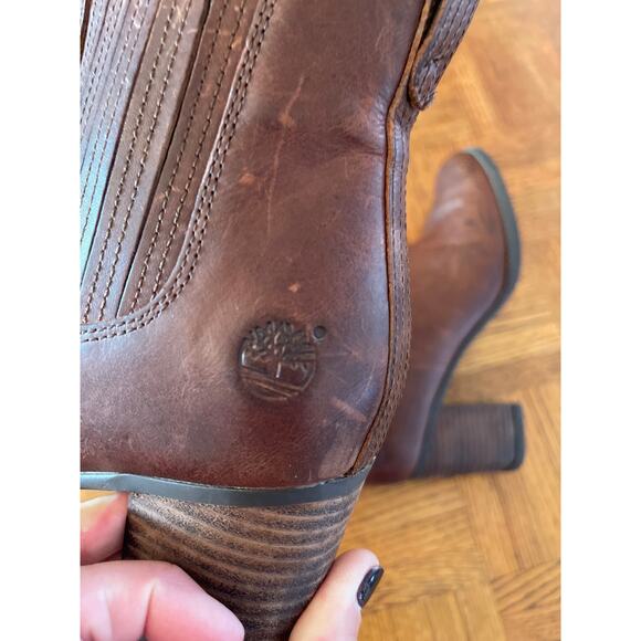 Timberland Atlantic Heights Covered Gore Chelsea Boots in brown leather. 9 - Picture 8 of 10